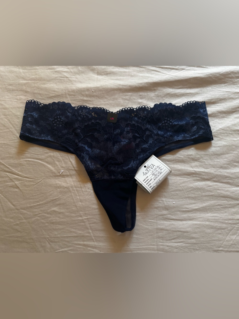 NWT LA SENZA LACE TANGA THONG Panty – Navy Blue LARGE